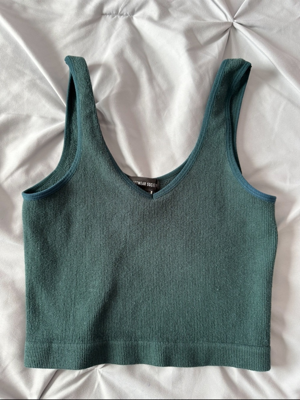 Streetwear Society Dark Green Ribbed Seamless Crop Tank Top Brami Size Small